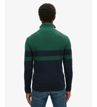 Superdry Jersey con media cremallera Cotton Classics Stripe verde