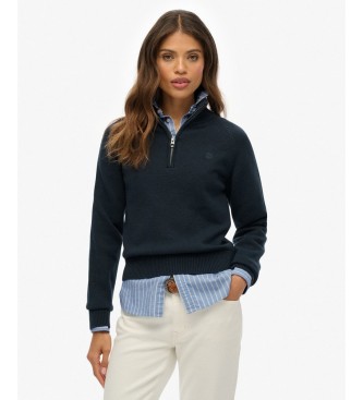 Superdry para mujer. W6110693A Jersey con media cremallera Essentials Slim Half marino (L), Casual, Algodón