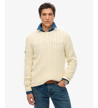 Superdry Jersey Cotton Classic Cable blanco crema