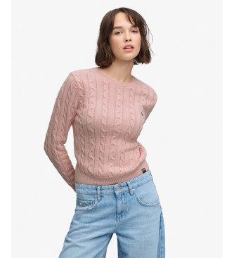 Superdry para mujer. W6110801A Jersey Essentials Cable rosa (M), Casual, Algodón
