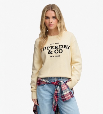 Superdry para mujer. W6110765A Jersey Heritage beige (M), Casual, Algodón