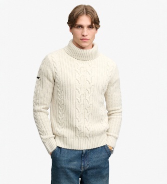 Superdry para hombre. M6110772A Jersey Jacob Cable Roll beige (L), Casual, Lana