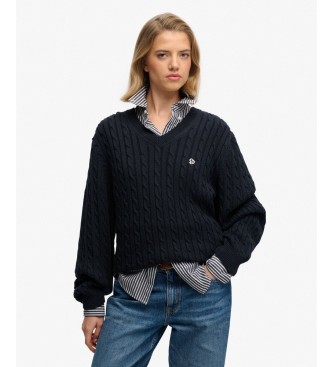 Superdry para mujer. W6110742A Jersey Oversized Cable marino (L), Casual, Algodón