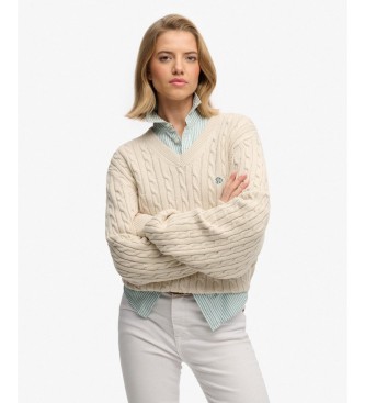 Superdry para mujer. W6110742A Jersey Oversized Cable beige (L), Casual, Algodón