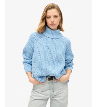 Superdry para mujer. W6110397A Jersey Slouchy Stitch cuello vuelto azul (M), Casual, Acrílico, Manga larga