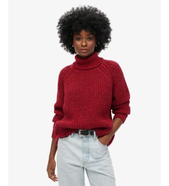 Superdry para mujer. W6110397A Jersey Slouchy Stitch cuello vuelto burdeos (L), Casual, Acrílico, Manga larga