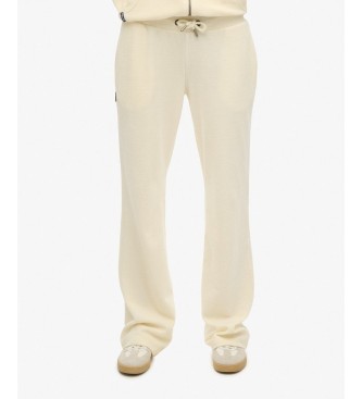 Superdry Pantalón Jogger Velour Wide Leg blanco roto