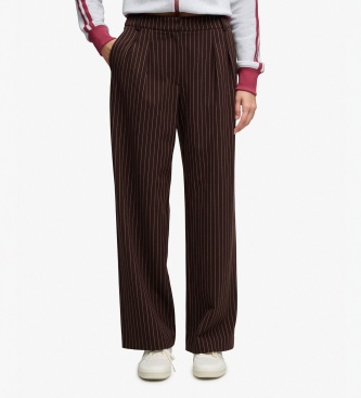 Superdry para mujer. W7011248A Pantalón Pinstripe marrón (L), Casual, Clásico, Poliéster
