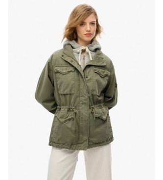 Superdry para mujer. W5011918A Parka Hooded Military verde (M), Casual, Algodón