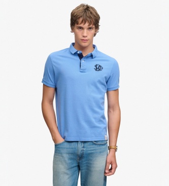 Superdry para hombre. M1110465A Polo Piqué Monogram azul (S), Casual, Algodón, Manga corta