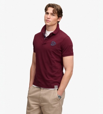 Superdry para hombre. M1110465A Polo Piqué Monogram burdeos (L), Casual, Algodón, Manga corta