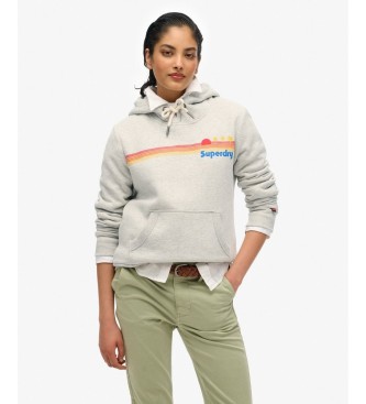 Superdry para mujer. W2012488A Sudadera con capucha Rainbow Stripe gris (L), Casual, Algodón