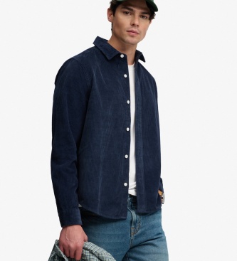 Superdry para hombre. M4011188A Sobrecamisa de pana marino (S), Casual, Manga larga