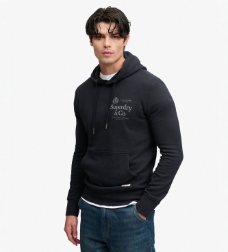 Superdry para hombre. M2014716A Sudadera con capucha 1954 Company Relaxed marino (L), Casual, Algodón