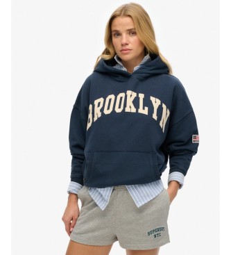 Superdry para mujer. W2012430A Sudadera con capucha ESS Relaxed marino (L), Casual, Algodón, Manga larga