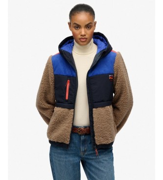 Superdry For Woman. W5012035A Gray Hooded Fleece Jacket (Xl), Brown, Casual, Polyester
