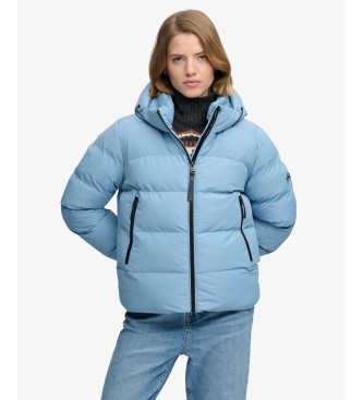 Superdry para mujer. W5011996A Chaqueta acolchada Hooded Sports azul (L), Casual, Poliéster Reciclado