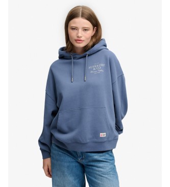 Superdry para mujer. W2012691D Sudadera con capucha Luxe Casual Relaxed azul (L), Algodón