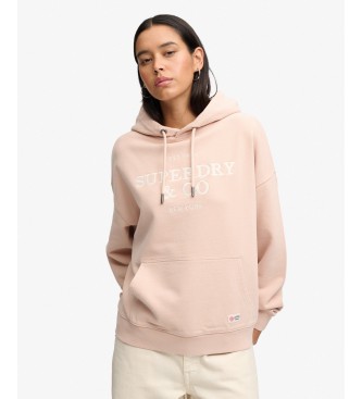 Superdry para mujer. W2012575A Sudadera con capucha Luxe Relaxed rosa (L), Casual, Algodón