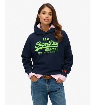 Superdry para mujer. W2012438A Sudadera con capucha Neon Relaxed marino (L), Casual, Algodón