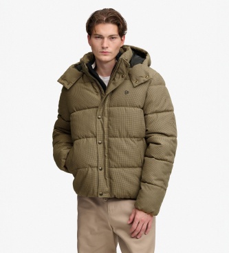 Superdry para hombre. M5012430A Chaqueta con capucha Premium Check marrón (3XL), Casual, Poliéster Reciclado