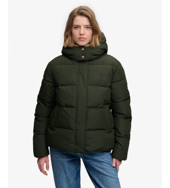 Superdry para mujer. W5012207A Chaqueta con capucha Premium verde (L), Casual, Poliéster Reciclado