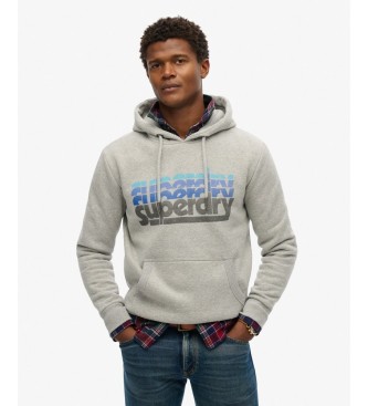 superdry para hombre m2014360a sudadera con capucha stacked gris xl casual algodon