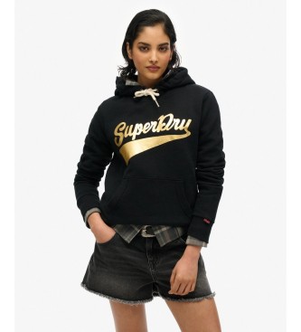 Superdry para mujer. W2012491A Sudadera con capucha Super Athletics negro (L), Casual, Algodón