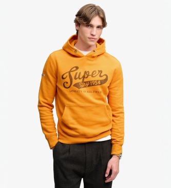 Superdry para hombre. M2014566A Sudadera con capucha Vintage Script naranja (L), Casual, Algodón