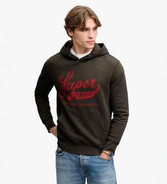 Superdry para hombre. M2014566A Sudadera con capucha Vintage Script negro (L), Casual, Algodón