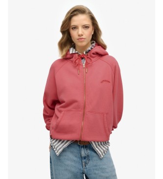 Superdry para mujer. W2012287A Sudadera con capucha y cremallera Essential Logo Raglan rojo (L), Casual, Algodón
