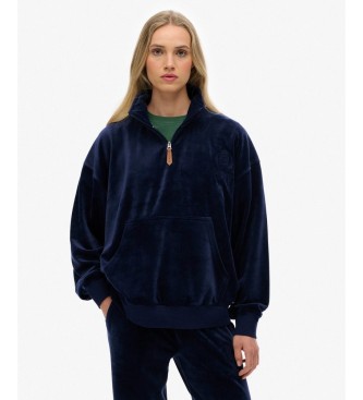 Superdry para mujer. W2012383A Sudadera con cremallera Country Club Velour marino (L), Casual, Poliéster