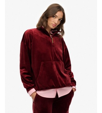 Superdry para mujer. W2012383A Sudadera con cremallera Country Club Velour granate (M), Casual, Poliéster