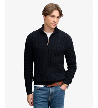Superdry Jersey con media cremallera Cotton Classic Cable 1 2 marino
