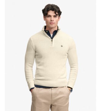 Superdry Jersey con media cremallera Cotton Half blanco crema