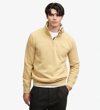 Superdry para hombre. M2014700A Sudadera con media cremallera Essential Serif Logo Half beige (L), Casual, Algodón