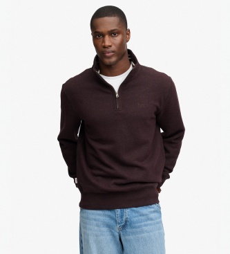 Superdry para hombre. M2014700A Sudadera con media cremallera Essential Serif Logo Half burdeos (L), Casual, Algodón