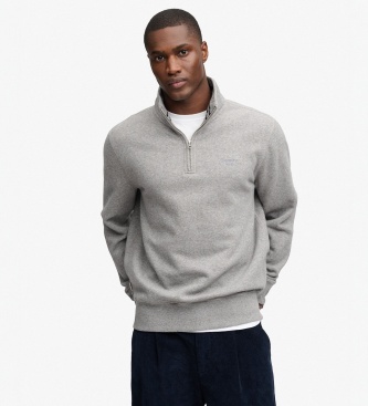 Superdry para hombre. M2014700A Sudadera con media cremallera Essential Serif Logo Half gris (L), Casual, Algodón