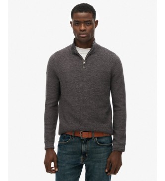 Superdry Jersey con media cremallera LW Cotton Texture Half negro