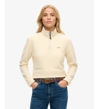 Superdry para mujer. W2012373A Sudadera con media cremallera Polar Crop beige (L), Casual, Poliéster Reciclado