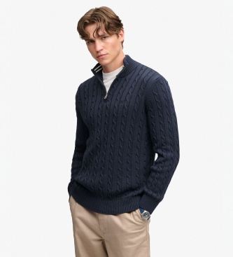 Superdry para hombre. M6110731A Sudadera Preppy Cotton Cable marino (L), Casual, Algodón