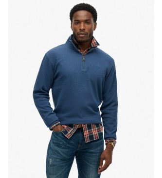 Superdry Sudadera con media cremallera RIB Half azul