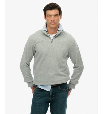 Superdry Sudadera con media cremallera RIB Half gris