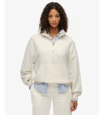 Superdry para mujer. W2012386A Sudadera con media cremallera Studios Half blanco roto (L), Casual, Algodón