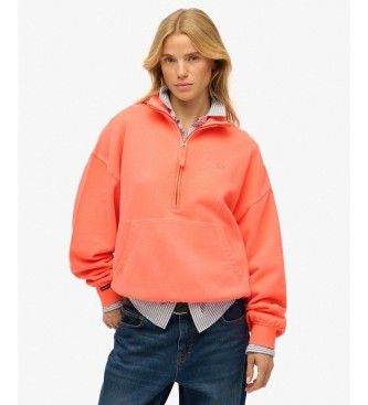 Superdry para mujer. W2012386A Sudadera con media cremallera Studios Half coral (M), Casual, Algodón