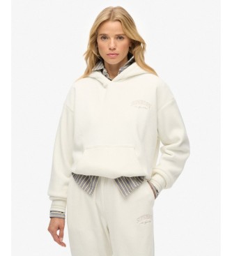 Superdry para mujer. W2012545A Sudadera Country Club Velour Loose Hood blanco (L), Casual, Poliéster
