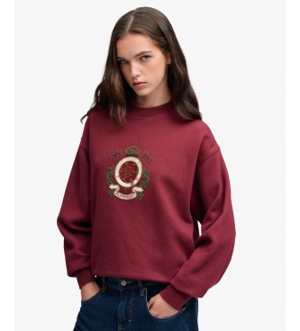 Superdry para mujer. W2012721A Sudadera Crest Loose burdeos (L), Casual, Algodón