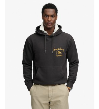 Superdry Sudadera con capucha Tokyo Narrative Loose Hood negro