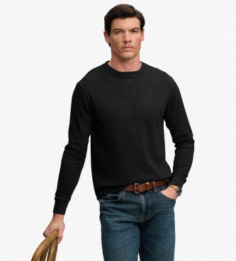 Superdry para hombre. M6010973A Camiseta de manga larga Slub Waffle negro (L), Casual, Algodón