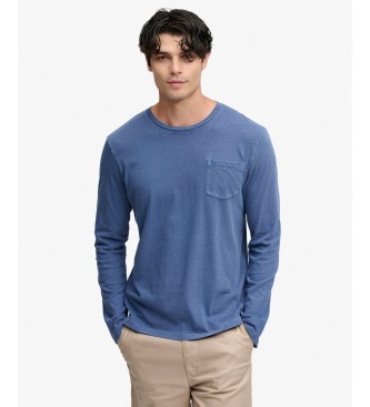 Superdry Camiseta Cotton Linen Pocket azul
